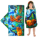 Beach Towel - Microfiber Beach Towels for Kids, Great for Beach, Bath, Swimming, Sports, Camping, Quick Fast Dry Sand Proof Super Soft Breathable and Lightweight Beach Towel (Dinosaur, Hooded Towel)