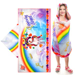 Beach Towel - Microfiber Beach Towels for Kids, Great for Beach, Bath, Swimming, Sports, Camping, Quick Fast Dry Sand Proof Super Soft Breathable and Lightweight Beach Towel (Unicorn, Hooded Towel)