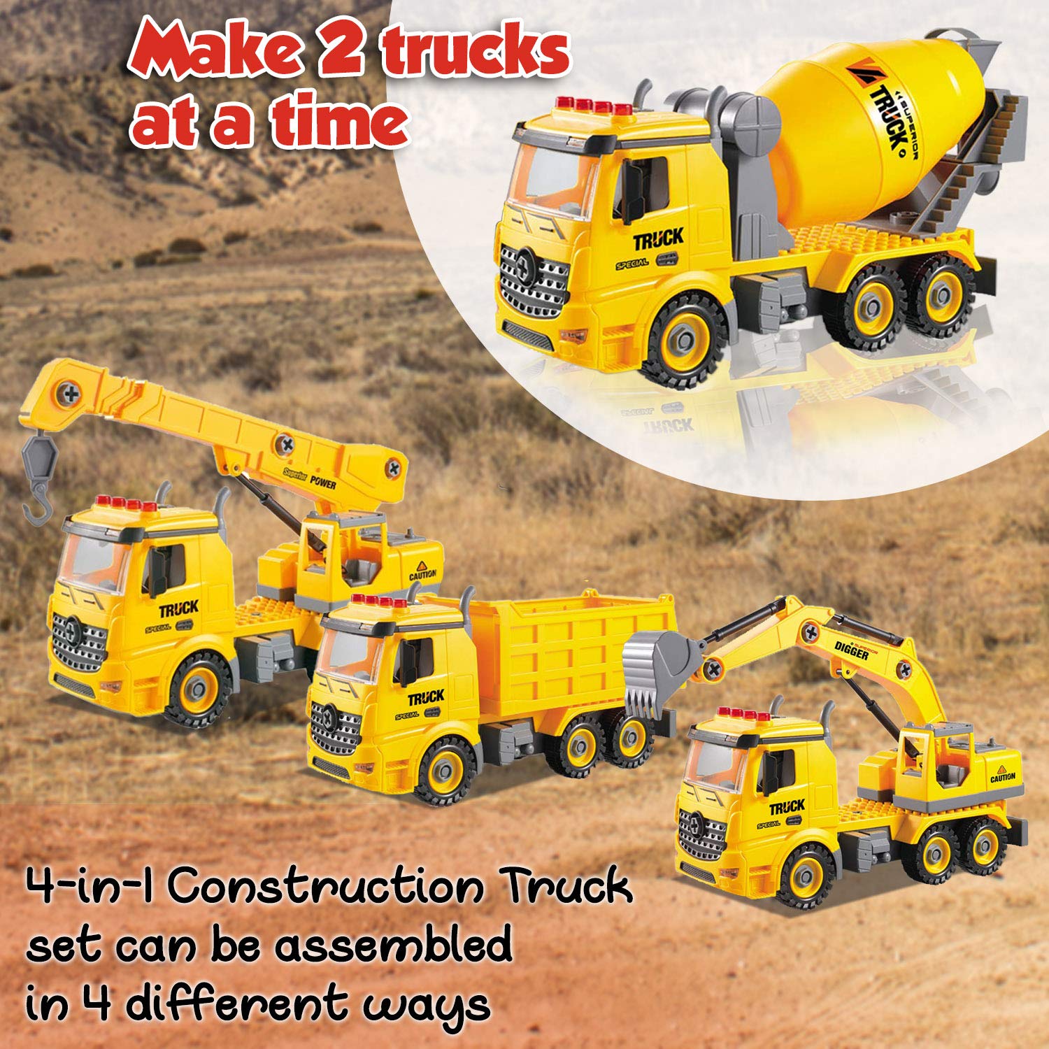 Toddler Toys Take-Apart Trucks Construction Vehicles Excavators
