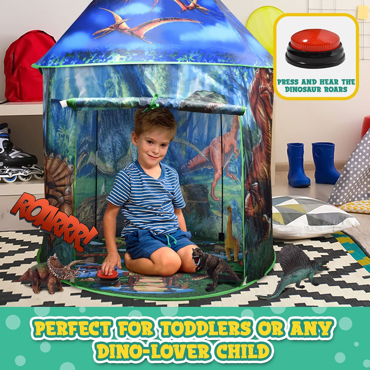 Dinosaur Pop-Up Kids’ Tent by Toy To Enjoy – Indoor & Outdoor Play Ten