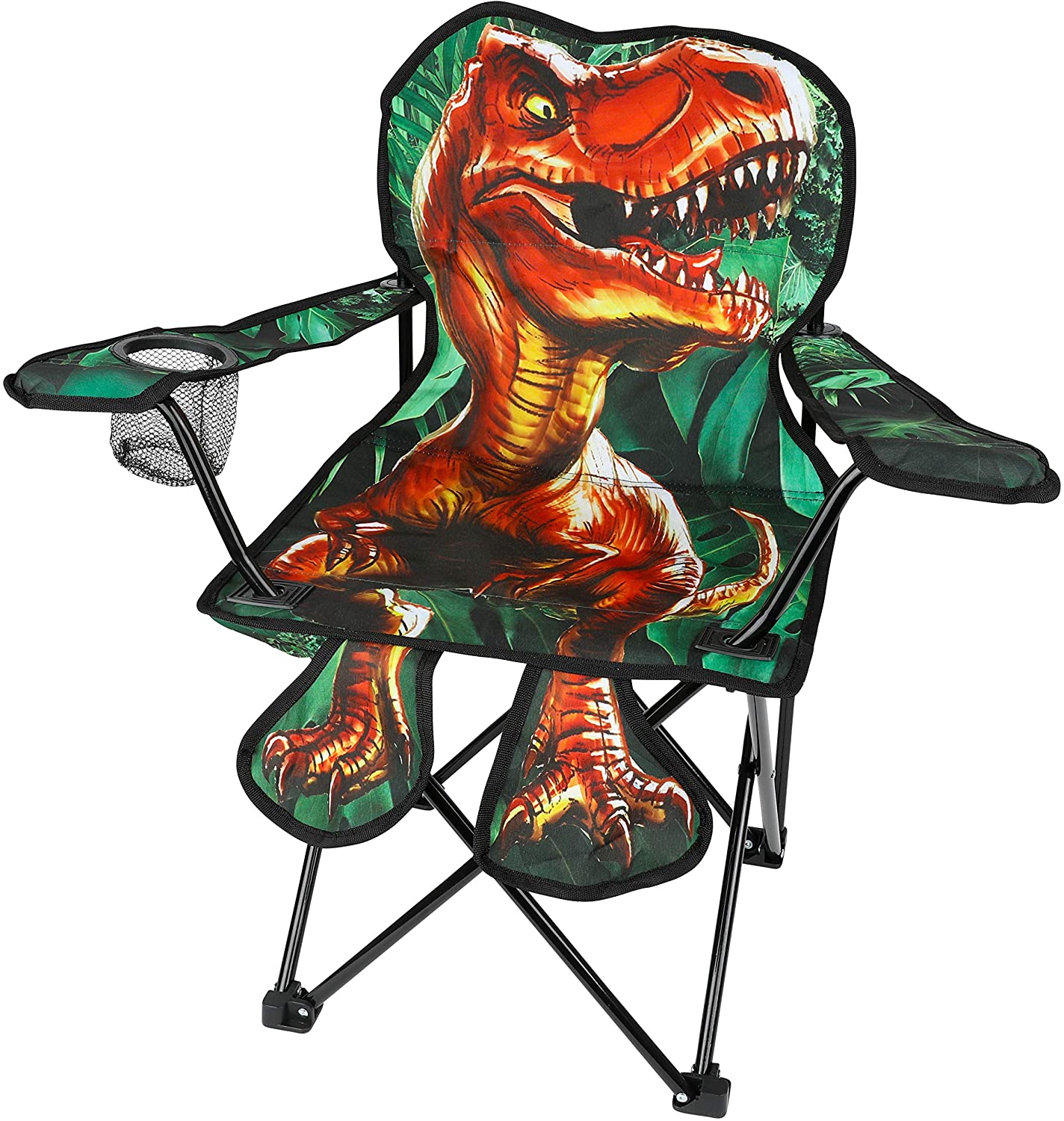Toy To Enjoy Outdoor Dinosaur Chair for Kids – Foldable Children’s Chair for Camping, Tailgates, Beach, – Carrying Bag Included Mesh Cup Holder & Sturdy Construction. Available for Ages 2 to 5 & 5-10