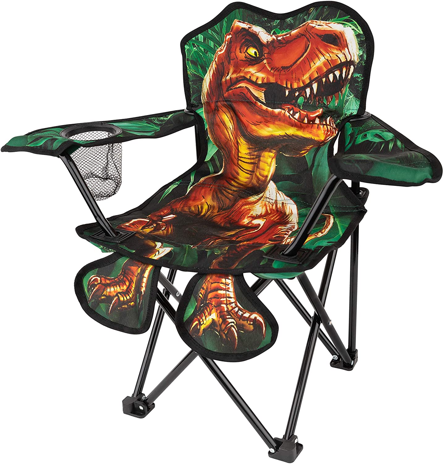 Toy To Enjoy Outdoor Dinosaur Chair for Kids – Foldable Children’s Chair for Camping, Tailgates, Beach, – Carrying Bag Included Mesh Cup Holder & Sturdy Construction. Available for Ages 2 to 5 & 5-10