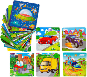 Wooden Jigsaw Vehicle Puzzles Party Favors Toys 20 pack