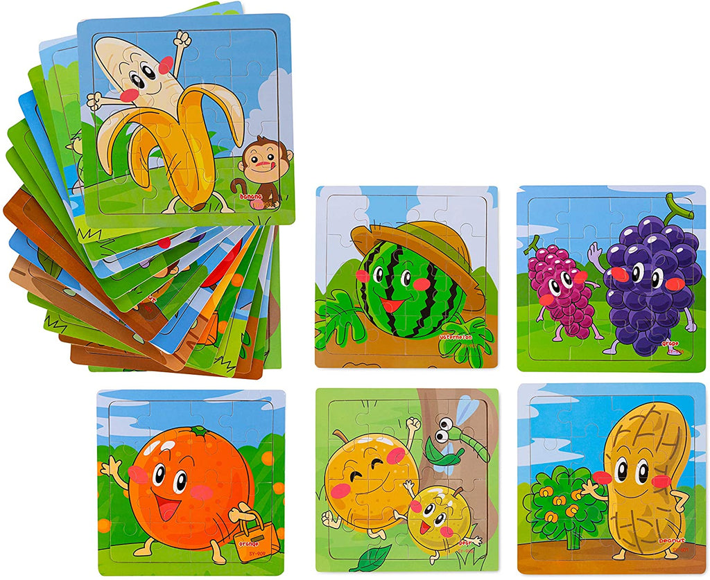 Wooden Jigsaw Fruit Puzzles Party Favors Toys 12 pack