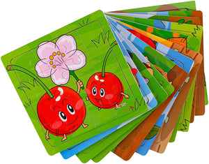 Wooden Jigsaw Fruit Puzzles Party Favors Toys 12 pack