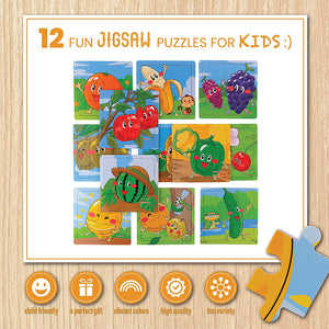 Wooden Jigsaw Fruit Puzzles Party Favors Toys 12 pack